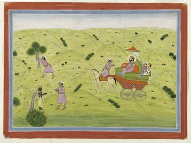 Indian. <em>Page from a Naishadha-carita of Shri Harsha Series</em>, ca. 1800-1825. Opaque watercolor and gold on paper, sheet: 11 5/8 x 15 5/8 in.  (29.5 x 39.7 cm). Brooklyn Museum, Anonymous gift, 81.192.9 (Photo: Brooklyn Museum, 81.192.9_PS2.jpg)