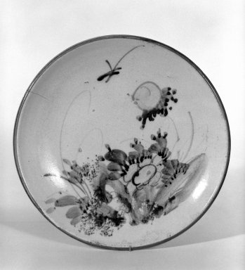  <em>Plate</em>, 19th century. Seto ware, 9 3/4 in. (24.8 cm). Brooklyn Museum, Gift of William D. Stiehm, 81.205.15. Creative Commons-BY (Photo: Brooklyn Museum, 81.205.15_bw.jpg)