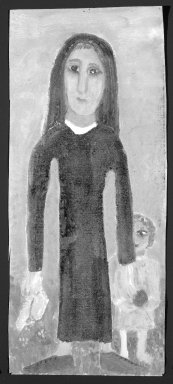 Consuelo Kanaga (American, 1894-1978). <em>[Untitled] (Mother and Child)</em>. Oil on canvas, 14 3/8 x 6 1/8 in.  (36.5 x 15.6 cm). Brooklyn Museum, Gift of Wallace B. Putnam, 81.318.17 (Photo: Brooklyn Museum, 81.318.17_bw.jpg)