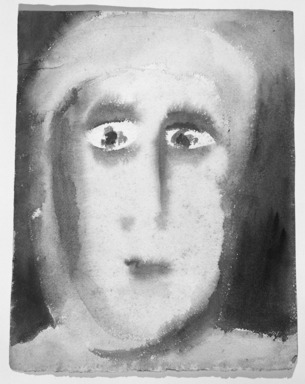 Consuelo Kanaga (American, 1894-1978). <em>[Untitled] (Portrait)</em>. Watercolor on paper, 12 3/8 x 9 7/8 in.  (irregular) (31.4 x 25.1 cm). Brooklyn Museum, Gift of Wallace B. Putnam, 81.318.5 (Photo: Brooklyn Museum, 81.318.5_bw.jpg)