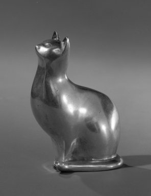 Tiffany & Company (American, founded 1853). <em>Figure of a Cat</em>, ca. 1960. Silver, 1 3/4 x 1 1/4 x 3/4 in. (4.4 x 3.2 x 1.9 cm). Brooklyn Museum, Bequest of Dr. Grace McLean Abbate, 81.53.3. Creative Commons-BY (Photo: Brooklyn Museum, 81.53.3_bw.jpg)