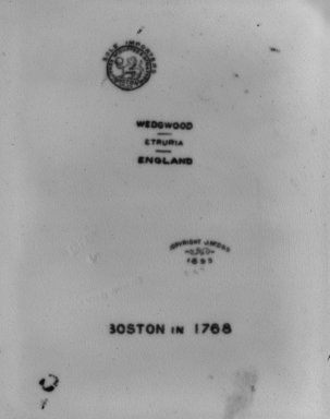 Josiah Wedgwood & Sons Ltd. (founded 1759). <em>Plate</em>, ca. 1896. Earthenware, underglaze, 3/4 x 9 1/8 x 9 1/8 in. (1.9 x 23.2 x 23.2 cm). Brooklyn Museum, Gift of Dr. and Mrs. George Liberman, 81.6.3. Creative Commons-BY (Photo: Brooklyn Museum, 81.6.3_mark_bw.jpg)