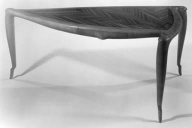 Wendell Castle (American, 1932-2018). <em>Desk</em>, 1977. Maple, zebrawood, walnut, 29 x 64 x 40 in. (73.7 x 162.6 x 101.6 cm). Brooklyn Museum, This acquisition was made possible through the Louis Comfort Tiffany Foundation, 82.113. Creative Commons-BY (Photo: Brooklyn Museum, 82.113_bw.jpg)