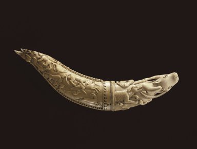 Mughal. <em>Primer</em>, 17th century. Carved ivory with traces of polychrome, 1 5/8 × 3 1/4 × 10 3/4 in. (4.1 × 8.3 × 27.3 cm). Brooklyn Museum, Gift of Mrs. Carl L. Selden, 82.128. Creative Commons-BY (Photo: Brooklyn Museum, 82.128_colorcorrected_SL1.jpg)