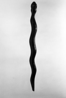 Akan. <em>Figure of a Serpent Frog in Mouth</em>, late 19th or early 20th century. Wood, 21 in. (53.4 cm). Brooklyn Museum, Gift of Mr. and Mrs. Abbott A. Lippman, 82.158.2. Creative Commons-BY (Photo: Brooklyn Museum, 82.158.2_bw.jpg)