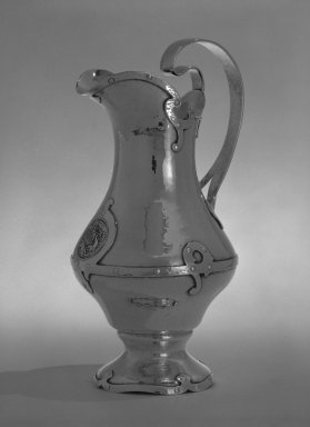 Shreve & Company (founded 1852). <em>Ewer</em>, ca.1905. Silver, height: 9 1/4 x 5 in. (23.5 x 12.7 cm); diameter of base: 3 5/16 in. (8.4 cm). Brooklyn Museum, H. Randolph Lever Fund, 82.167. Creative Commons-BY (Photo: Brooklyn Museum, 82.167_view1_bw.jpg)