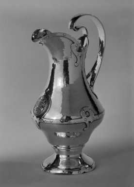 Shreve & Company (founded 1852). <em>Ewer</em>, ca.1905. Silver, height: 9 1/4 x 5 in. (23.5 x 12.7 cm); diameter of base: 3 5/16 in. (8.4 cm). Brooklyn Museum, H. Randolph Lever Fund, 82.167. Creative Commons-BY (Photo: Brooklyn Museum, 82.167_view2_bw.jpg)