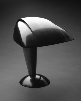 Walter Dorwin Teague (American, 1883-1960). <em>Desk Lamp, Model #114</em>, ca. 1939. Aluminum, plastic, 12 3/4 x 11 1/2 x 10 1/4 in. (32.4 x 29.2 x 26 cm). Brooklyn Museum, H. Randolph Lever Fund, 82.168.1. Creative Commons-BY (Photo: Brooklyn Museum, 82.168.1_view1_bw.jpg)