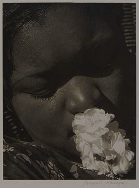 Consuelo Kanaga (American, 1894-1978). <em>Frances with a Flower</em>, 1932. Gelatin silver print, frame: 22 13/16 × 16 13/16 × 1 1/2 in. (57.9 × 42.7 × 3.8 cm). Brooklyn Museum, Gift of Wallace B. Putnam from the Estate of Consuelo Kanaga, 82.65.10 (Photo: Brooklyn Museum, 82.65.10_PS20.jpg)