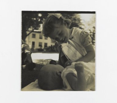 Consuelo Kanaga (American, 1894-1978). <em>[Untitled] (Two Children)</em>. Gelatin silver photograph, 2 1/4 x 2 1/4 in. (5.7 x 5.7 cm). Brooklyn Museum, Gift of Wallace B. Putnam from the Estate of Consuelo Kanaga, 82.65.149 (Photo: Brooklyn Museum, 82.65.149_PS2.jpg)
