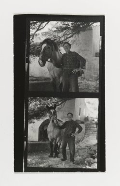 Consuelo Kanaga (American, 1894-1978). <em>[Untitled] (Man with Horse)</em>. Gelatin silver print, Contact sheet: 5 x 3 in. (12.7 x 7.6 cm). Brooklyn Museum, Gift of Wallace B. Putnam from the Estate of Consuelo Kanaga, 82.65.182 (Photo: Brooklyn Museum, 82.65.182_PS2.jpg)