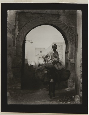 Consuelo Kanaga (American, 1894-1978). <em>[Negative] (Man on Donkey, North Africa)</em>, 1928. Negative, negative: 2 7/8 × 4 1/8 in. (7.3 × 10.5 cm). Brooklyn Museum, Gift of Wallace B. Putnam from the Estate of Consuelo Kanaga, 82.65.2133 (Photo: Brooklyn Museum, 82.65.2133_PS20.jpg)