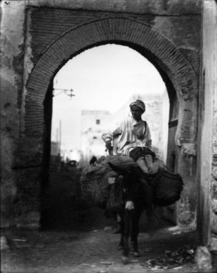 Consuelo Kanaga (American, 1894-1978). <em>[Untitled] (Man on Donkey, North Africa)</em>, 1928. Negative, print: 4 5/8 x 3 3/4 in. (11.7 x 9.5 cm). Brooklyn Museum, Gift of Wallace B. Putnam from the Estate of Consuelo Kanaga, 82.65.2133 (Photo: Brooklyn Museum, 82.65.2133_bw_IMLS.jpg)