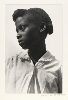 Consuelo Kanaga (American, 1894-1978). <em>Young Girl (White Blouse), Tennessee</em>, 1948. Toned gelatin silver print, Image: 10 5/8 x 6 7/8 in. (27 x 17.5 cm). Brooklyn Museum, Gift of Wallace B. Putnam from the Estate of Consuelo Kanaga, 82.65.2232 (Photo: Brooklyn Museum, 82.65.2232_PS2.jpg)