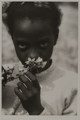 Consuelo Kanaga (American, 1894-1978). <em>Child with Apple Blossoms, Tennessee</em>, 1948. Gelatin silver print, frame: 29 1/16 × 23 1/16 × 1 1/2 in. (73.8 × 58.6 × 3.8 cm). Brooklyn Museum, Gift of Wallace B. Putnam from the Estate of Consuelo Kanaga, 82.65.378 (Photo: Brooklyn Museum, 82.65.378_PS20.jpg)