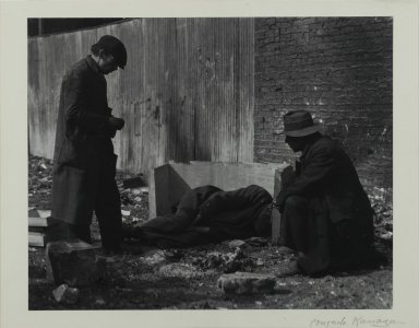 Consuelo Kanaga (American, 1894-1978). <em>The Bowery, New York</em>, 1935. Toned gelatin silver print, 9 1/2 x 11 3/4in. (24.1 x 29.8cm). Brooklyn Museum, Gift of Wallace B. Putnam from the Estate of Consuelo Kanaga, 82.65.383 (Photo: Brooklyn Museum, 82.65.383_PS2.jpg)