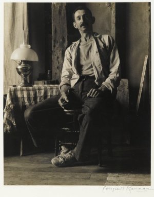 Consuelo Kanaga (American, 1894-1978). <em>Morris Kantor</em>, 1938. Toned gelatin silver photograph, 9 3/8 x 7 1/2 in. (23.8 x 19.1 cm). Brooklyn Museum, Gift of Wallace B. Putnam from the Estate of Consuelo Kanaga, 82.65.384 (Photo: Brooklyn Museum, 82.65.384_PS2.jpg)