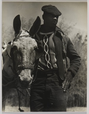 Consuelo Kanaga (American, 1894-1978). <em>Farmer and Mule, Florida</em>, 1950. Gelatin silver print, frame: 20 1/16 × 15 1/16 × 1 1/2 in. (51 × 38.3 × 3.8 cm). Brooklyn Museum, Gift of Wallace B. Putnam from the Estate of Consuelo Kanaga, 82.65.391 (Photo: Brooklyn Museum, 82.65.391_PS20.jpg)
