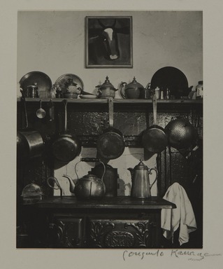 Consuelo Kanaga (American, 1894–1978). <em>Cornelia Street Kitchen</em>, 1944. Toned gelatin silver print, frame: 20 1/16 × 15 1/16 × 1 1/2 in. (51 × 38.3 × 3.8 cm). Brooklyn Museum, Gift of Wallace B. Putnam from the Estate of Consuelo Kanaga, 82.65.412 (Photo: Brooklyn Museum, 82.65.412_PS20.jpg)