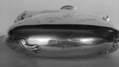Gorham Manufacturing Company (1865–1961). <em>Flask</em>, ca. 1888. Silver, 7 3/4 x 5 x 1 1/2 in. (19.7 x 12.7 x 3.8 cm). Brooklyn Museum, Purchased with funds given by an anonymous donor, 82.70. Creative Commons-BY (Photo: Brooklyn Museum, 82.70_mark_bw.jpg)