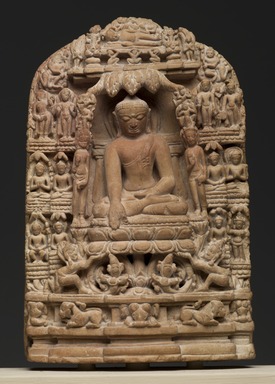  <em>Plaque Depicting Episodes from the Life of Shakyamuni Buddha</em>, 12th century. Pyrophyllite, 5 3/4 x 3 3/4 in. (14.6 x 9.5 cm). Brooklyn Museum, Gift of The Roebling Society, 82.78. Creative Commons-BY (Photo: Brooklyn Museum, 82.78_PS2.jpg)