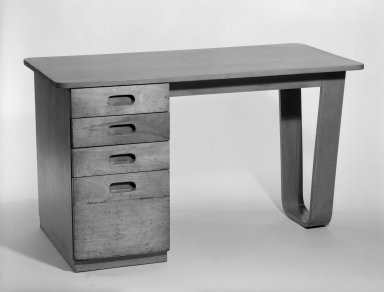 Marcel Breuer (American, born Hungary, 1902–1981). <em>Desk</em>, 1938. Birch plywood and solid wood, 29 1/16 x 50 x 24 5/8 in. (73.8 x 127 x 62.5 cm). Brooklyn Museum, Gift of Bryn Mawr College, 83.1.2. Creative Commons-BY (Photo: Brooklyn Museum, 83.1.2_bw.jpg)