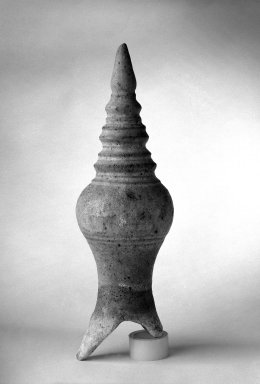  <em>Sawankhalok Roof Finial</em>, 14th century. Stoneware, 11 3/4 x 3 1/2 in. (29.8 x 8.9 cm). Brooklyn Museum, Gift of Dr. Joel Canter, 83.181.1. Creative Commons-BY (Photo: Brooklyn Museum, 83.181.1_bw.jpg)