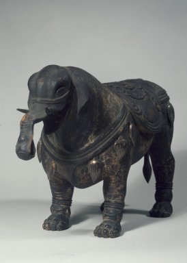  <em>Buddhist Elephant Sculpture</em>. Gilt and polychromed wood, 10 1/2 x 19 in. (26.7 x 48.3 cm). Brooklyn Museum, Gift of Alice Boney, 83.231. Creative Commons-BY (Photo: Brooklyn Museum, 83.231.jpg)