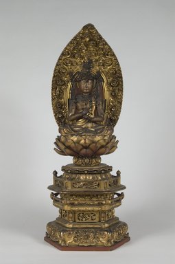  <em>Ichiji Kinrin (Ekakshara Ushnishachakra), the Cosmic Buddha of the Golden Wheel</em>, 18th century. Wood, gilding, 24 7/16 x 7 7/8 in. (62 x 20 cm). Brooklyn Museum, Gift of Dr. Ralph C. Marcove, 83.243.1. Creative Commons-BY (Photo: Brooklyn Museum, 83.243.1_PS5.jpg)