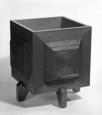 Minic Custom Woodwork and Interiors. <em>Planter</em>, Designed 1953, Manufactured 1954. Mahogany, 15 1/2 x 12 1/8 x 12 1/8 in. (39.4 x 30.8 x 30.8 cm). Brooklyn Museum, Gift of Minic Custom Woodwork & Interiors, 83.25.1. Creative Commons-BY (Photo: Brooklyn Museum, 83.25.1_bw.jpg)