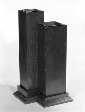 Minic Custom Woodwork and Interiors. <em>Double Vase</em>, Designed 1953, Manufactured 1954. Mahogany, 19 1/2 x 13 7/8 x 10 1/4 in. (49.5 x 35.2 x 26 cm). Brooklyn Museum, Gift of Minic Custom Woodwork & Interiors, 83.25.4. Creative Commons-BY (Photo: Brooklyn Museum, 83.25.4_bw.jpg)