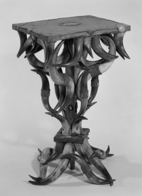 American. <em>Table</em>, ca 1885. Horn, wood, silk velvet, 30 1/2 x 17 1/2 x 14 1/2 in. (77.5 x 44.5 x 36.8 cm). Brooklyn Museum, H. Randolph Lever Fund, 83.26. Creative Commons-BY (Photo: Brooklyn Museum, 83.26_bw.jpg)