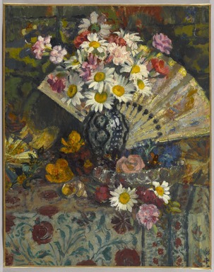 Georges Lemmen (Belgian, 1865-1916). <em>Still Life with Fan</em>, ca. 1907-1908. Oil on canvas, 24 3/8 x 19 1/8 in. (61.9 x 48.6 cm). Brooklyn Museum, Purchased with funds given by  William K. Jacobs, Jr., 83.70.1 (Photo: Brooklyn Museum, 83.70.1_PS9.jpg)