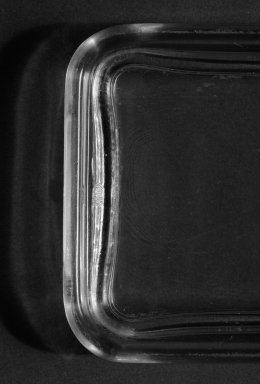 Wilhelm Wagenfeld (1900-1990). <em>Rectangular Container with Lid, from 10-Piece Set of Kitchen Storage Glassware, Kubus</em>, ca. 1938. Clear glass, width: 3 1/2 in. (9.0 cm). Brooklyn Museum, Gift of Barry Friedman, 84.121.7a-b. Creative Commons-BY (Photo: Brooklyn Museum, 84.121.7b_mark_bw.jpg)
