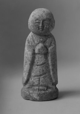  <em>Jizo Bosatsu (The Bodhisattva Ksitigrarbha)</em>, 18th-19th century. Gray Granite, 6 1/4 x 2 3/4 in. (15.9 x 7 cm). Brooklyn Museum, Gift of Dr. John P. Lyden, 84.139.14. Creative Commons-BY (Photo: Brooklyn Museum, 84.139.14_bw.jpg)
