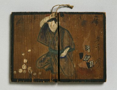  <em>Gambler's Ema</em>, 19th century. Ink and color on hinoki (cypress) wood, 6 x 8 3/8 in. (15.2 x 21.3 cm). Brooklyn Museum, Gift of Dr. John P. Lyden, 84.139.17 (Photo: Brooklyn Museum, 84.139.17_IMLS_SL2.jpg)