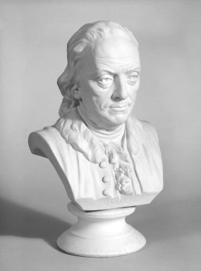 Ott and Brewer (1871–1893). <em>Bust of Benjamin Franklin</em>, ca. 1876. Parian porcelain, 10 x 5 x 4 in. (25.4 x 12.7 x 10.2 cm). Brooklyn Museum, Gift of Mr. and Mrs. Jay Lewis, 84.176.3. Creative Commons-BY (Photo: Brooklyn Museum, 84.176.3_bw.jpg)