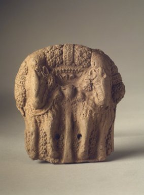  <em>Section of a Toy Cart</em>, 185-72 B.C.E. Molded Red Terracotta, 3 7/8 x 3 in. (9.8 x 7.6 cm). Brooklyn Museum, Gift of Georgia and Michael de Havenon, 84.184.8. Creative Commons-BY (Photo: Brooklyn Museum, 84.184.8.jpg)