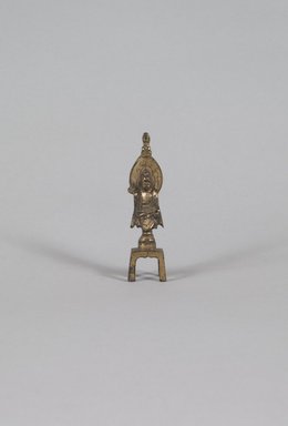  <em>Bodhisattva</em>, 7th-8th century. Gilt-bronze, 3 9/16 x 1 3/16 x 13/16 in. (9.1 x 3 x 2 cm). Brooklyn Museum, Gift of Dr. Ralph C. Marcove, 84.198.8. Creative Commons-BY (Photo: Brooklyn Museum, 84.198.8_PS5.jpg)