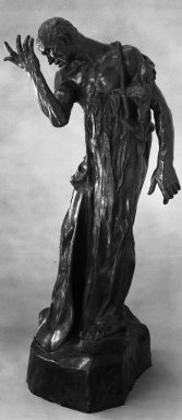 Auguste Rodin (French, 1840-1917). <em>Pierre de Wiessant, Reduction (Pierre de Wissant, réduction)</em>, 1895 or 1899; cast before 1952. Bronze, 17 7/8 x 8 3/4 x 8 in.  (45.4 x 22.2 x 20.3 cm). Brooklyn Museum, Gift of the Iris and B. Gerald Cantor Foundation, 84.210.8. Creative Commons-BY (Photo: Brooklyn Museum, 84.210.8_bw.jpg)