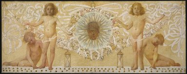Thomas Wilmer Dewing (American, 1851-1938). <em>Garrett Frieze</em>, 1885. Oil on canvas in five panels, panel 1: 39 x 344 1/2 in. (99.1 x 875 cm). Brooklyn Museum, Gift of Graham Williford, 84.218.1-.5 (Photo: Brooklyn Museum, 84.218_SL1.jpg)
