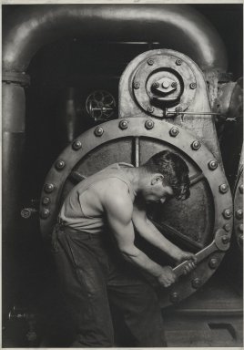 Lewis Wickes Hine (American, 1874-1940). <em>Power House Mechanic</em>, 1920-1921. Gelatin silver photograph, image: 13 1/2 x 9 1/2 in. (34.3 x 24.1 cm). Brooklyn Museum, Gift of Walter and Naomi Rosenblum, 84.237.7 (Photo: Brooklyn Museum, 84.237.7_PS2.jpg)