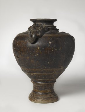  <em>Large Vessel with Elephant Head Decoration on Shoulders</em>, ca. 12th century. Ceramic, 15 × 12 × 8 1/8 in. (38.1 × 30.5 × 20.7 cm). Brooklyn Museum, Gift of Georgia and Michael de Havenon, 84.246.1. Creative Commons-BY (Photo: Brooklyn Museum, 84.246.1_PS9.jpg)