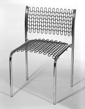 David Rowland (American, born 1924). <em>"Sof-Tech" Side Chair</em>, Designed 1979. Tubular steel, PVC coated steel, 29 3/4 x 19 3/4 x 16 7/8 in. (75.6 x 50.2 x 42.9 cm). Brooklyn Museum, Gift of Thonet, 84.33.1. Creative Commons-BY (Photo: Brooklyn Museum, 84.33.1_bw.jpg)