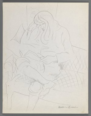 William Zorach (American, born Lithuania, 1887-1966). <em>Dahlov Reading</em>, ca. 1930. Graphite on cream, thin, slightly textured wove paper, Sheet: 11 1/16 x 8 1/2 in. (28.1 x 21.6 cm). Brooklyn Museum, Gift of William Bloom, 84.46.21. © artist or artist's estate (Photo: Brooklyn Museum, 84.46.21_IMLS_PS3.jpg)