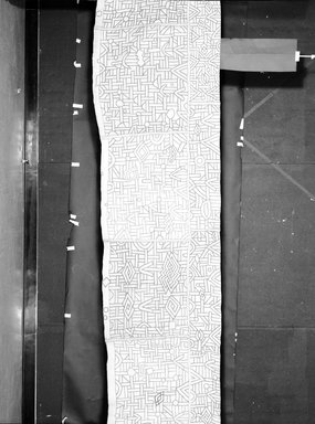 Kuba. <em>Woman's Skirt (nshak or ncak)</em>, 20th century. Raffia, cotton, 260 x 31 1/2 in. Brooklyn Museum, Gift of Mr. and Mrs. Emile Deletaille, 84.57. Creative Commons-BY (Photo: Brooklyn Museum, 84.57_bw.jpg)