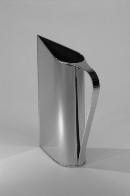 Peter Muller-Munk (American, born Germany, 1904–1967). <em>"Normandie" Pitcher</em>, ca. 1935. Chrome-plated brass, 12 x 3 x 9 1/2 in. (30.5 x 7.6 x 24.3 cm). Brooklyn Museum, H. Randolph Lever Fund, 84.67. Creative Commons-BY (Photo: Brooklyn Museum, 84.67_view3_bw.jpg)
