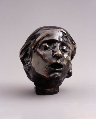 Auguste Rodin (French, 1840–1917). <em>Head of Sorrow, Small Model (Tête de la Douleur, petit modèle)</em>, ca. 1882; cast 1956. Bronze, 3 1/8 × 2 3/4 × 3 1/8 in., 0.5 lb. (7.9 × 7 × 7.9 cm). Brooklyn Museum, Gift of the Iris and B. Gerald Cantor Foundation, 84.75.10. Creative Commons-BY (Photo: Brooklyn Museum, 84.75.10_SL1.jpg)