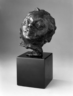 Auguste Rodin (French, 1840-1917). <em>Small Head with Turned-Up Nose (Petite Tête au nez retroussé)</em>, before 1900; cast date unknown. Bronze, 5 x 4 1/8 x 2 3/4 in.  (12.7 x 10.5 x 7.0 cm). Brooklyn Museum, Gift of the Iris and B. Gerald Cantor Foundation, 84.75.14. Creative Commons-BY (Photo: Brooklyn Museum, 84.75.14_bw.jpg)