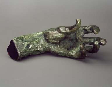 Auguste Rodin (French, 1840-1917). <em>Large Left Hand (Grande main gauche)</em>, before 1912; date of cast unknown. Bronze, 11 5/8 x 4 1/2 x 5 1/2 in. (29.5 x 11.4 x 14 cm). Brooklyn Museum, Gift of the Iris and B. Gerald Cantor Foundation, 84.75.17. Creative Commons-BY (Photo: Brooklyn Museum, 84.75.17_SL3.jpg)